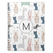 Cute Pastel Baby Animal Patroon Notitieboek (Voorkant)