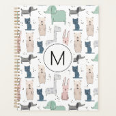 Cute Pastel Baby Animal Patroon Planner (Voorkant)