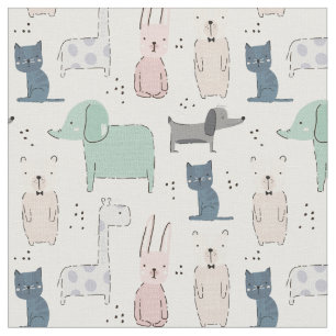 Cute Pastel Baby Animal Patroon Stof