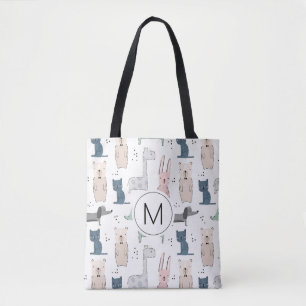 Cute Pastel Baby Animal Patroon Tote Bag