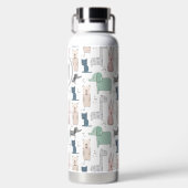 Cute Pastel Baby Animal Patroon Waterfles (Achterkant)