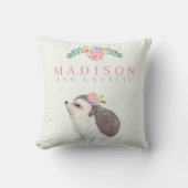 Cute pastel baby animal roze bloemmeisje nursery kussen (Voorkant)