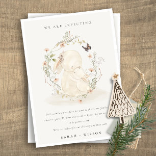 Cute Pastel Baby Mum Bunny Floral Wreate Baby Aankondiging