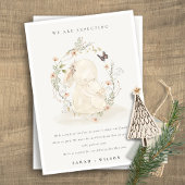 Cute Pastel Baby Mum Bunny Floral Wreate Baby Aankondiging