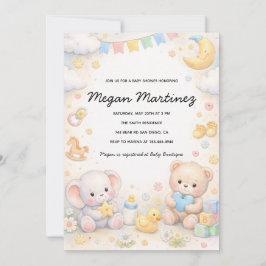 Cute Pastel Baby Shower Invitation Template Kaart