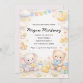 Cute Pastel Baby Shower Invitation Template Kaart (Voorkant / Achterkant)