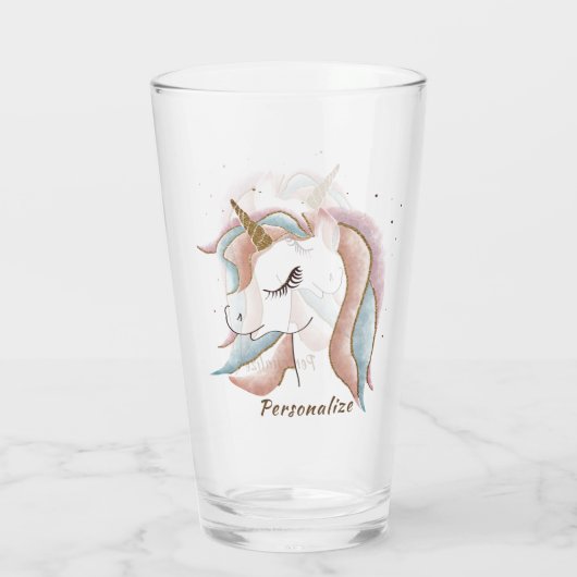 Cute Pastel Baby Unicorn, speciaal Drink Glas (Achterkant)