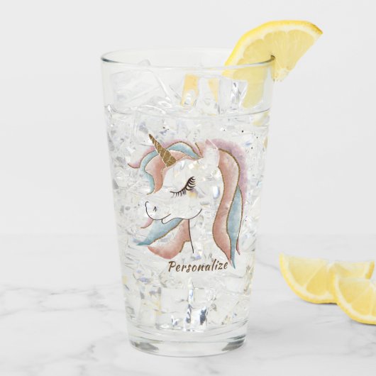 Cute Pastel Baby Unicorn, speciaal Drink Glas (Achterkant ijs)