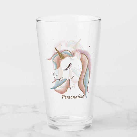 Cute Pastel Baby Unicorn, speciaal Drink Glas (Voorkant)