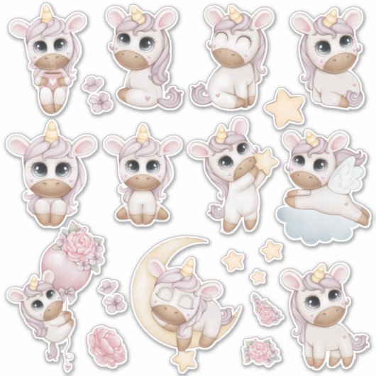 Cute Pastel Baby Unicorn Sticker (Voorkant)