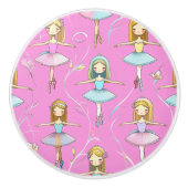 Cute Pastel Ballerinas & Floral Swirls Keramische Knop (Voorkant)