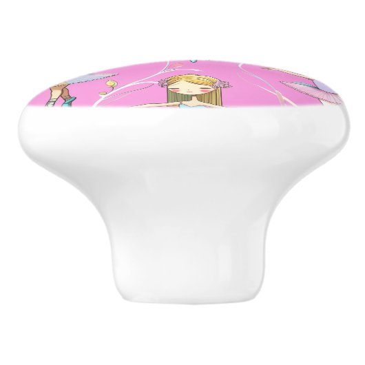 Cute Pastel Ballerinas & Floral Swirls Keramische Knop (Zijkant)
