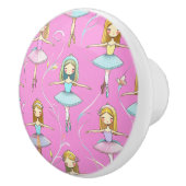 Cute Pastel Ballerinas & Floral Swirls Keramische Knop (Rechts)