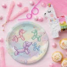 Cute Pastel Ballon Dieren Verjaardag Papieren Bordje