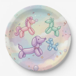 Cute Pastel Ballon Dieren Verjaardag Papieren Bordje