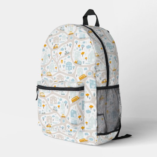 Cute Pastel Band Map Pattern Bedrukte Rugzak (Achterkant Hoek Rechts)