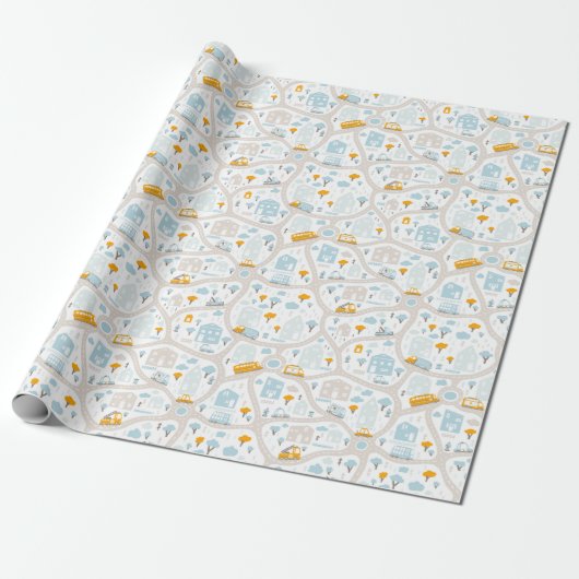 Cute Pastel Band Map Pattern Cadeaupapier (Uitgerold)