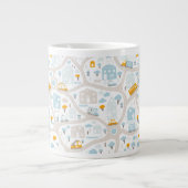 Cute Pastel Band Map Pattern Grote Koffiekop (Voorkant)