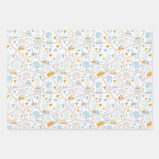 Cute Pastel Band Map Pattern Inpakpapier Vel (Voorkant)