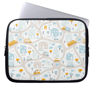 Cute Pastel Band Map Pattern Laptop Sleeve