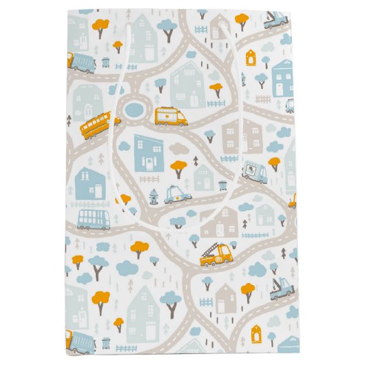 Cute Pastel Band Map Pattern Medium Cadeauzakje (Voorkant)
