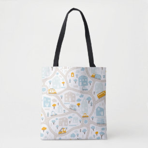 Cute Pastel Band Map Pattern Tote Bag