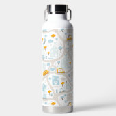 Cute Pastel Band Map Pattern Waterfles (Voorkant)