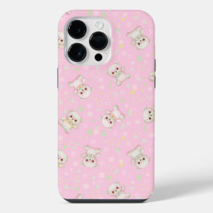 Cute Pastel Beer en Geometrische Vormen Naadloos iPhone 14 Pro Max Hoesje