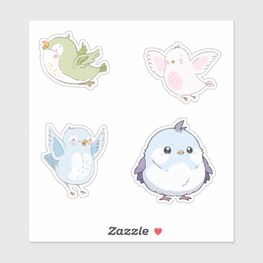 Cute Pastel Birds Vinyl Stickers (Vel)