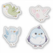 Cute Pastel Birds Vinyl Stickers (Voorkant)
