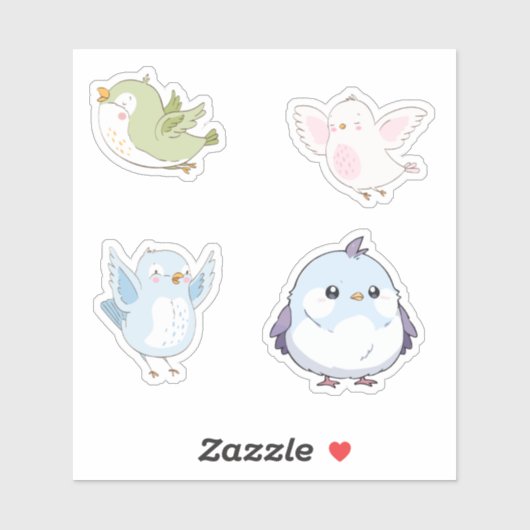 Cute Pastel Birds Vinyl Stickers (Vel)