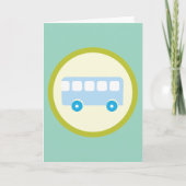 Cute Pastel Blauwe Schoolbus Icoon Kaart (Voorkant)
