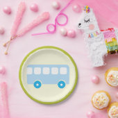 Cute Pastel Blauwe Schoolbus Icoon Papieren Bordje (Feest)