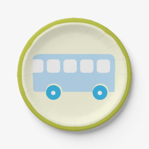 Cute Pastel Blauwe Schoolbus Icoon Papieren Bordje