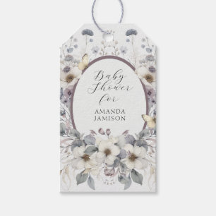Cute Pastel Bloem Art Nouveau Meisje Baby Shower Cadeaulabel