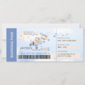 Cute Pastel Blue Brown Baby Bear Pilot On Plane  Kaart (Voorkant)