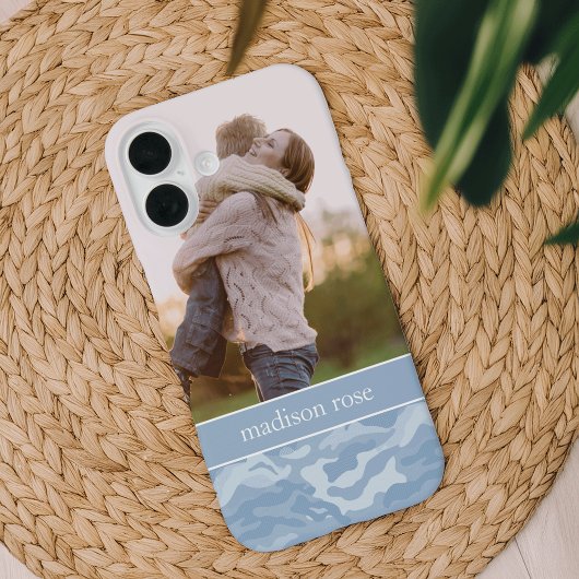 Cute Pastel Blue Camo Persoonlijke foto Case-Mate iPhone Case