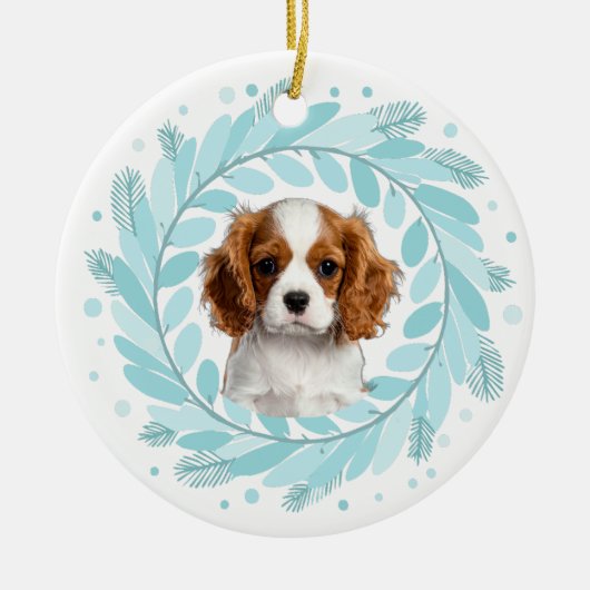 Cute Pastel Blue Cavalier | Custom Christmas Keramisch Ornament (Voorkant)