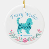 Cute Pastel Blue Cavalier | Custom Christmas Keramisch Ornament (Achterkant)