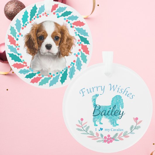 Cute Pastel Blue Cavalier | Custom Christmas Ornament
