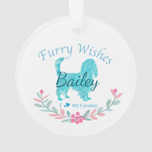 Cute Pastel Blue Cavalier | Custom Christmas Ornament (achterkant)