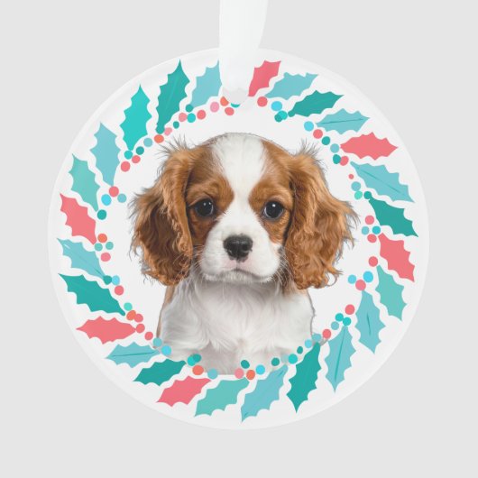 Cute Pastel Blue Cavalier | Custom Christmas Ornament (voorkant)