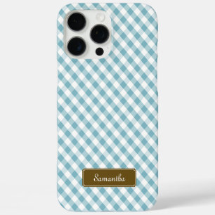 Cute Pastel Blue Gingham Pattern iPhone 16 Pro Max Hoesje