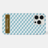 Cute Pastel Blue Gingham Pattern iPhone Hoesje (Achterkant horizontaal)