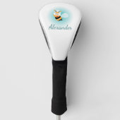Cute Pastel Blue Green Sweet Bumble Bee Cartoon Golfheadcover (Voorkant)