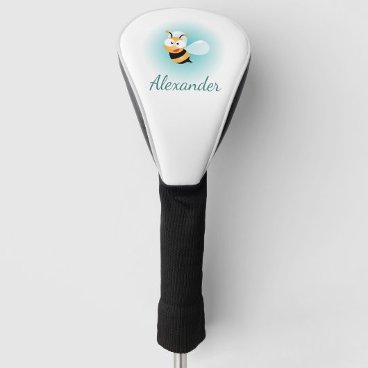 Cute Pastel Blue Green Sweet Bumble Bee Cartoon Golfheadcover (Voorkant)