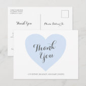 Cute Pastel Blue Heart Boy Baby shower Dank u wel Briefkaart (Voorkant / Achterkant)