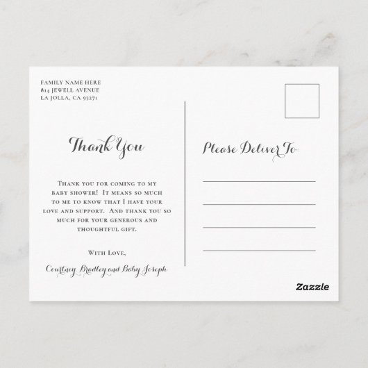 Cute Pastel Blue Heart Boy Baby shower Dank u wel Briefkaart (Achterkant)