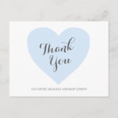 Cute Pastel Blue Heart Boy Baby shower Dank u wel Briefkaart (Voorkant)