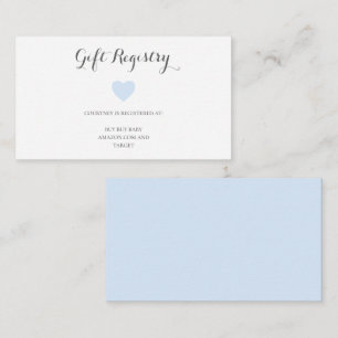 Cute Pastel Blue Heart Boy Gift Registry Informatiekaartje